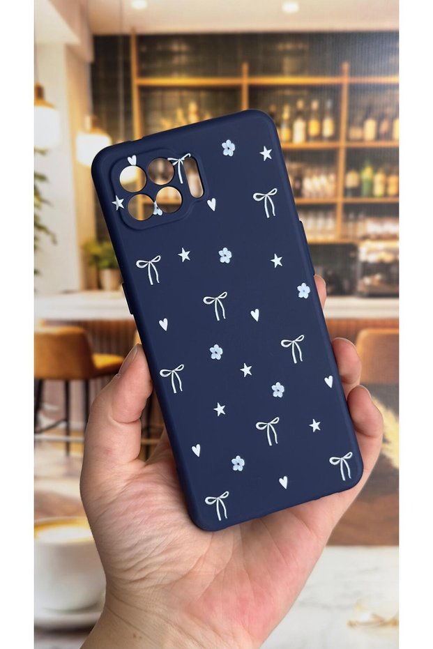 Oppo Reno 4 Lite Compatible Mini Bow Patterned Silicone Shock Absorbing Classic Protected Rubber Case