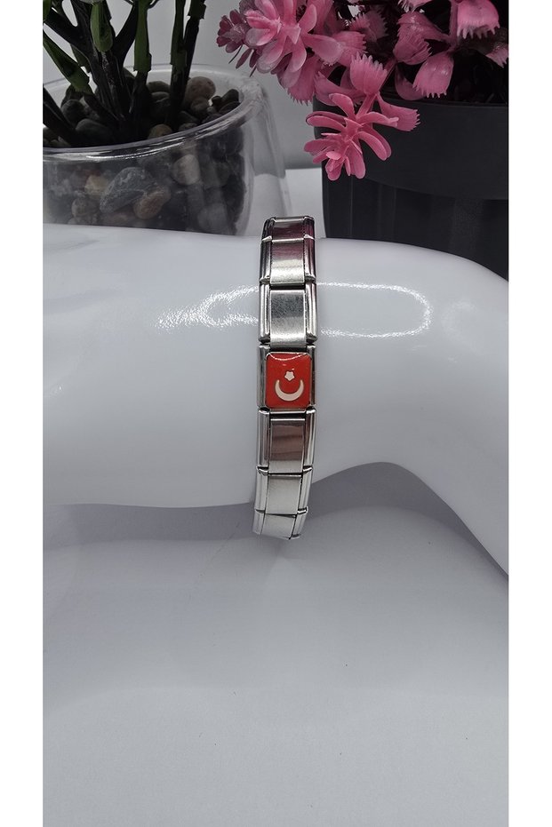 Unisex Italian Steel Bracelet with Fan Charm Gift -Tarnish Resistant-Adjustable -21Cm Model