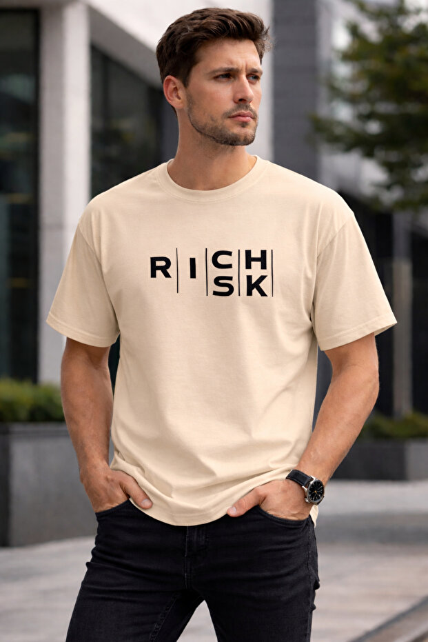Rich | Risk Printed Cotton Relaxed Fit Round Neck Unisex T-Shirt