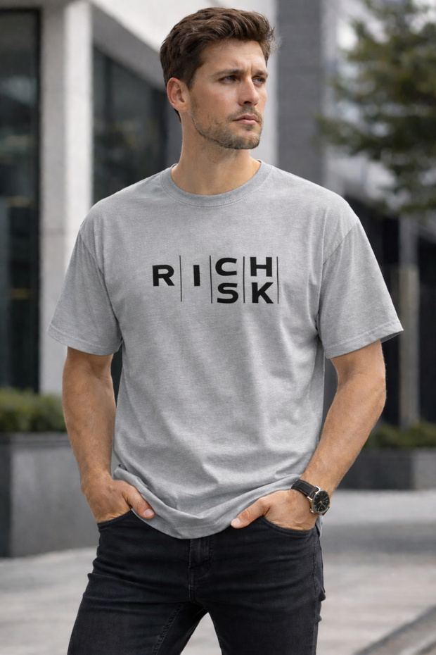 Rich | Risk Printed Cotton Relaxed Fit Round Neck Unisex T-Shirt