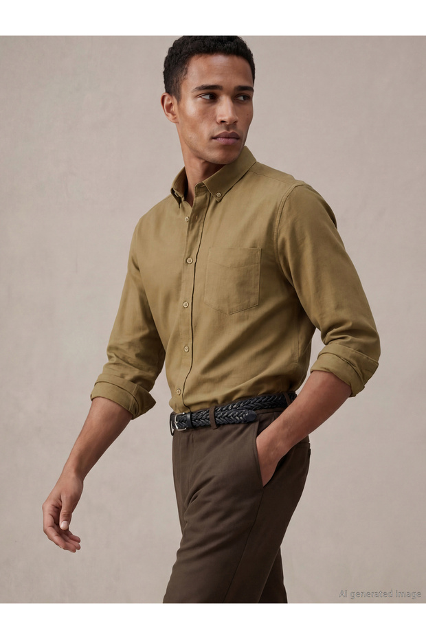 قميص رجالي من NEVAVM بتصميم Regular Fit Oxford