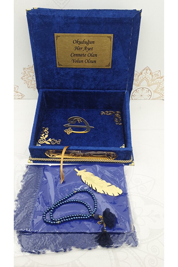 Ramadan Gift Luxury Quran Set Prayer Rug Prayer Beads Headscarf Prayer Beads Zikirmatik Bookmark
