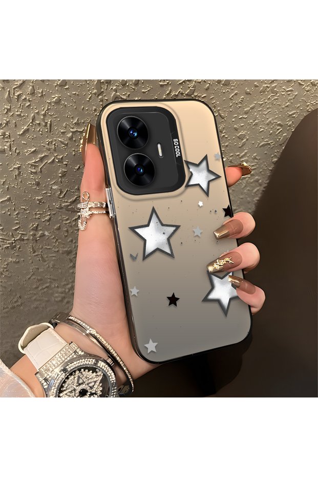 Realme C55 Compatible, Star Patterned, Luxurious and Stylish Shock-Resistant Case