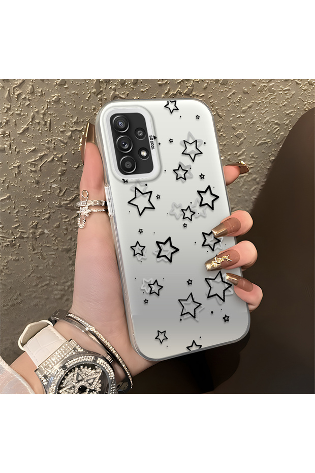Samsung Galaxy A52 Compatible, Star Patterned, Luxurious and Stylish Shock-Proof Case