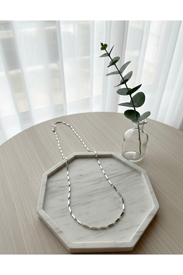 Silver Color Geometric Bar Chain Necklace