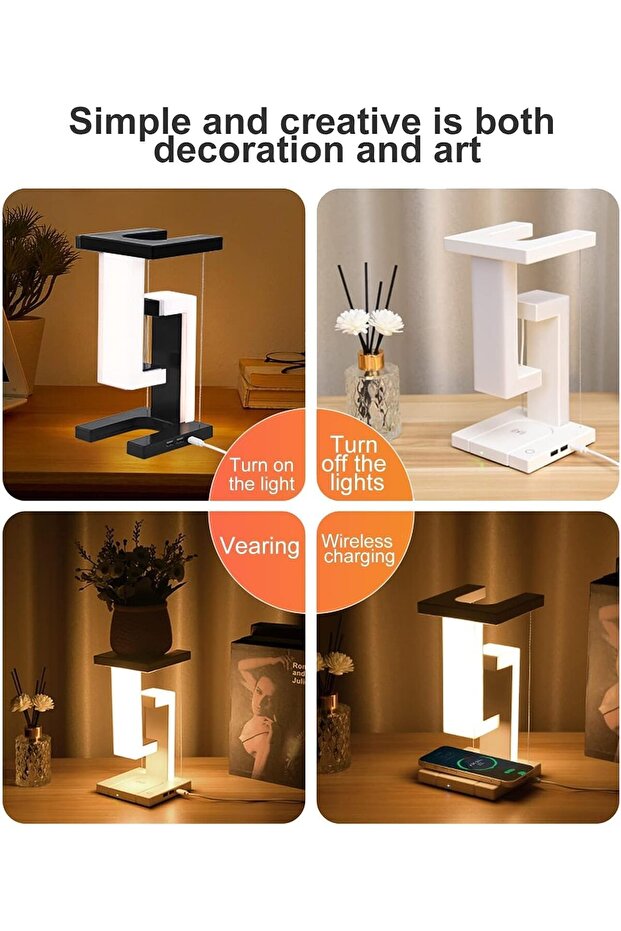 مصباح جانبي يعمل باللمس مع شاحن لاسلكي – أناقة ذكية ووظائف عملية في قطعة واحدة - 3