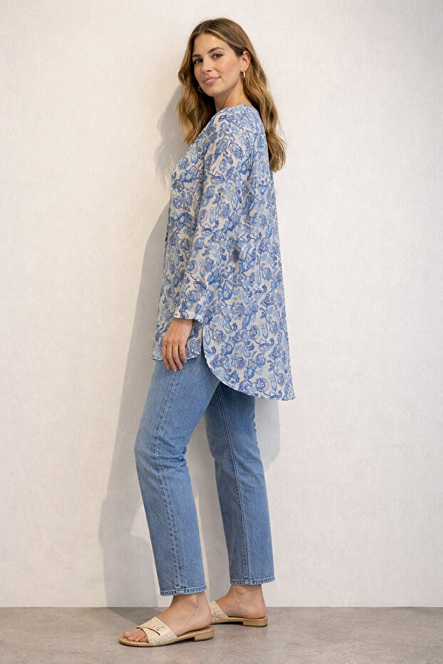 بلوزة شيفون منقوشة بالأزهار - 3