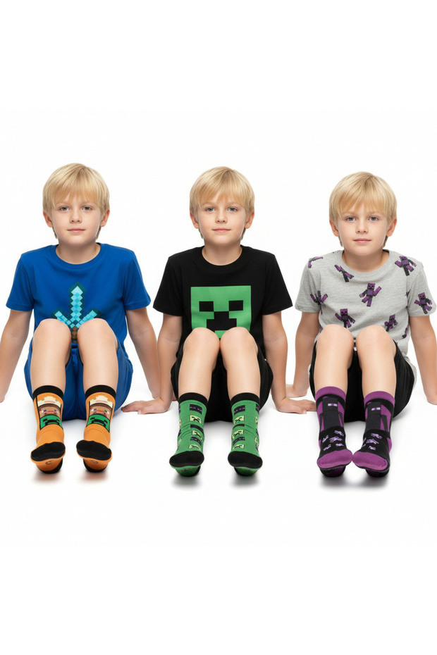 Minecraft Çocuk Çorap 3lü Set - 2