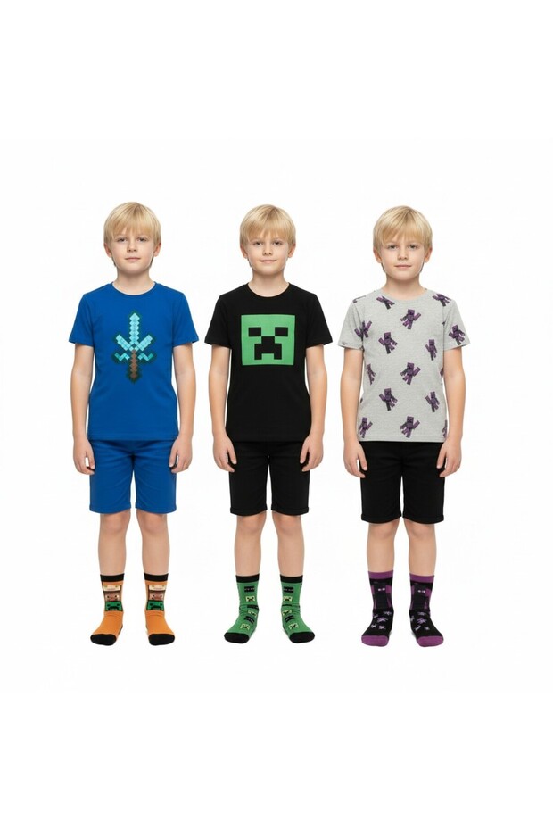 Minecraft Çocuk Çorap 3lü Set - 3
