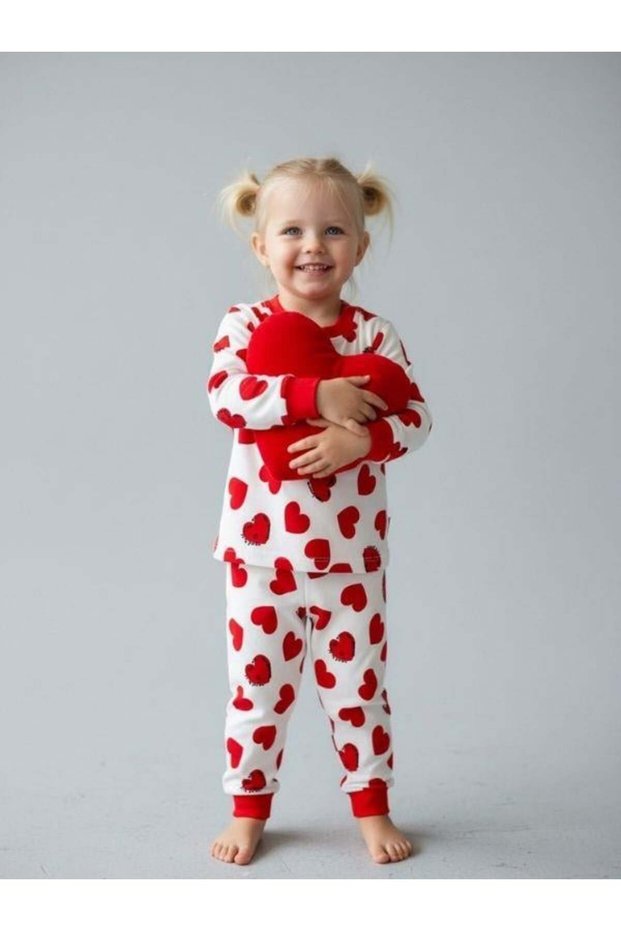 Baby Girl Cotton Heart Patterned Pajama Set
