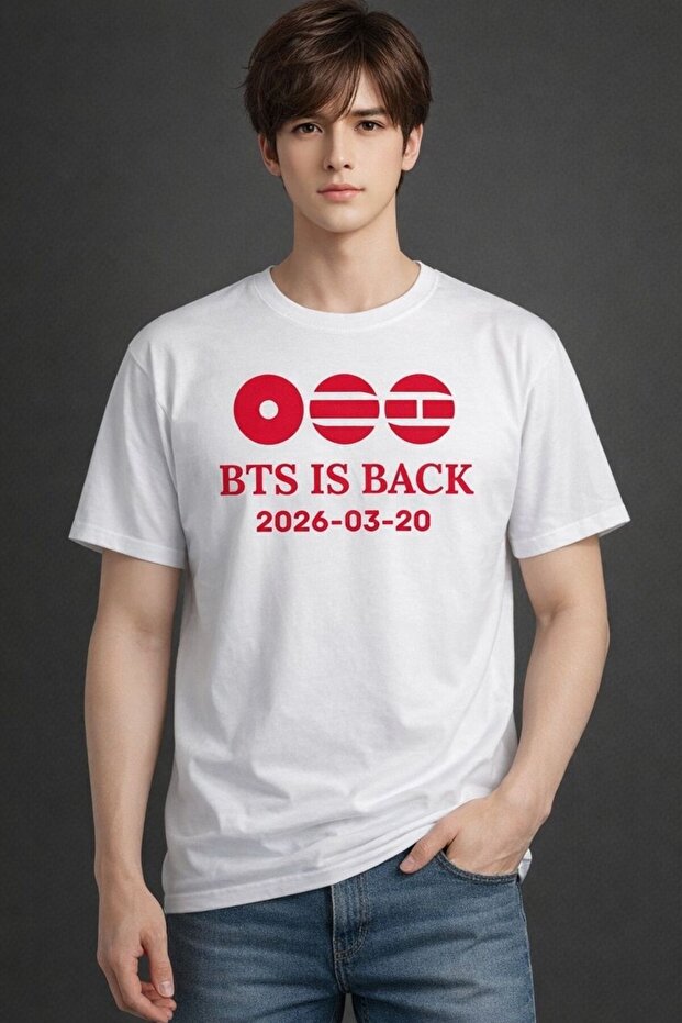 تيشيرت كبير الحجم مطبوع شعار فرقة BTS لجولة أريرانغ العالمية