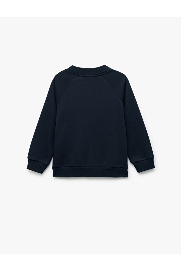 Basic Zippered Navy Blue Boys' Sweatshirt 6Wkb10002Tk - 2