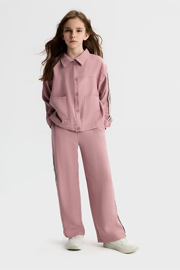Girl's Cotton Pink Jacket and Pants 2-Piece Set