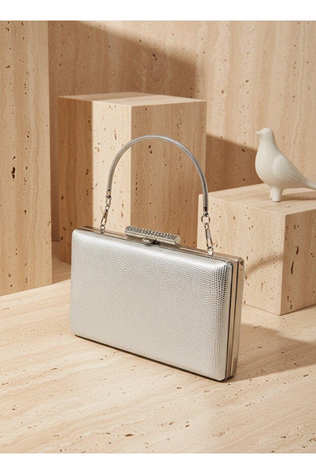Silver Color Snake Shell Pattern Chain Strap Women's Evening Dress Bag