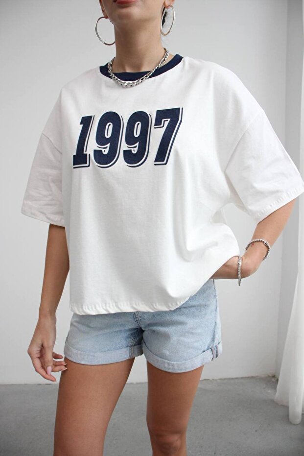 Printed Oversize Basic T-Shirt - 1