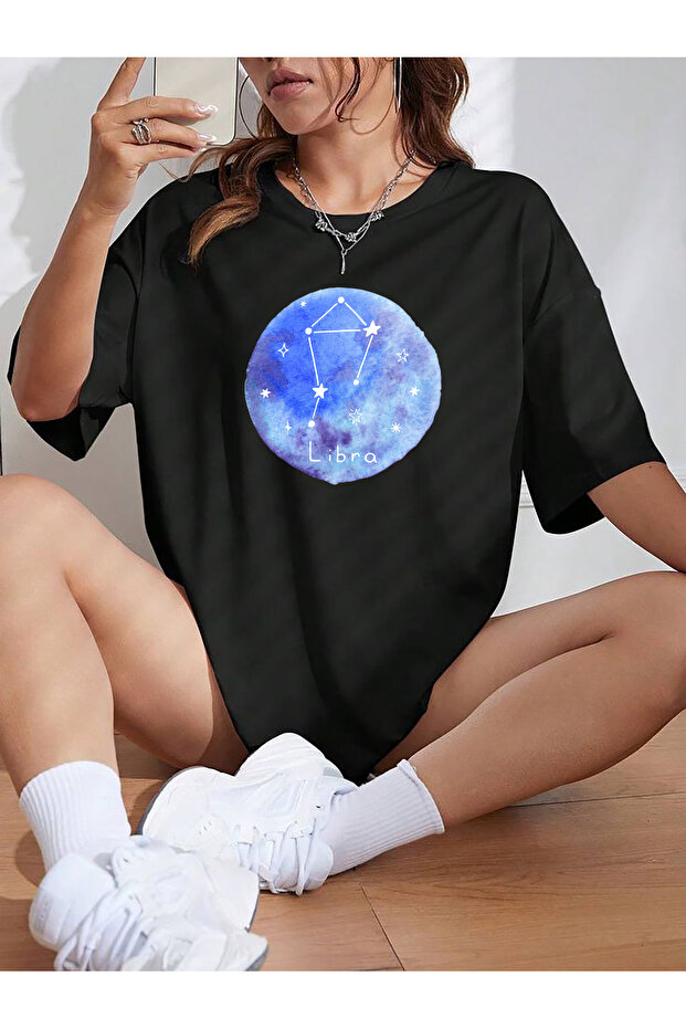 Zodiac Signs Mix Printed Crew Neck Cotton Short Sleeve Tshirt