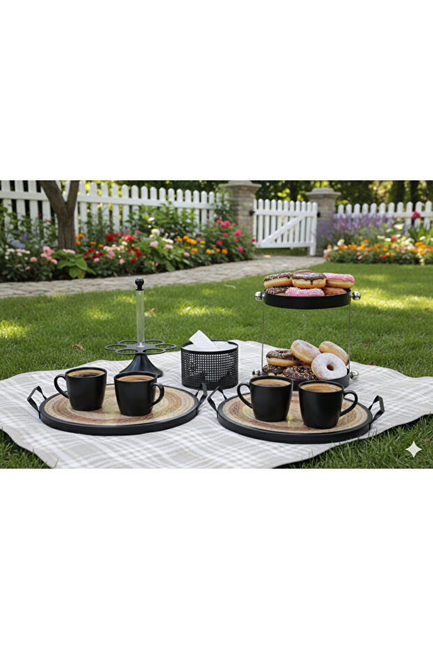 طقم صواني تقديم مع علبة مناديل - 3