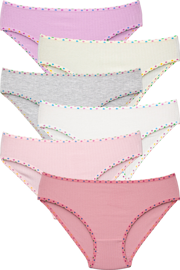 6-Pack Cotton Combed Cotton Girls' Bikini Panties