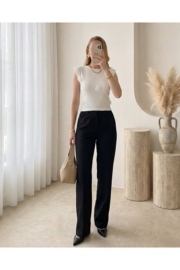 929 Short Sleeve Knitted Blouse - White