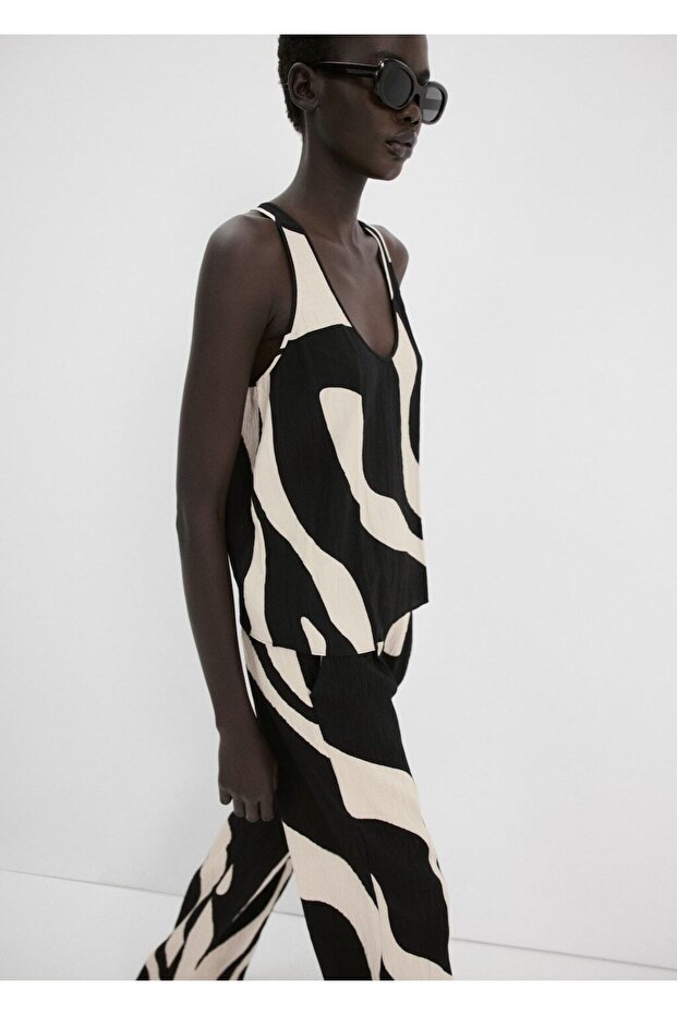 Desenli cropped bluz - 6