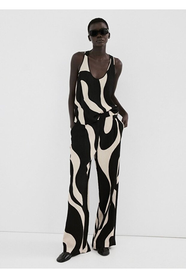 Desenli cropped bluz - 2