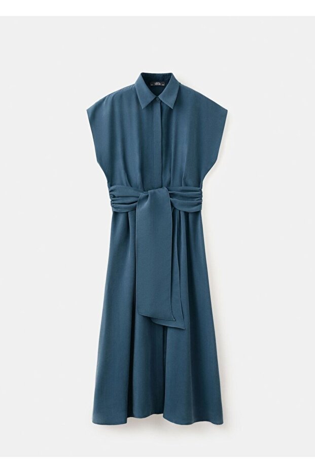 Kemerli gömlek elbise - 3