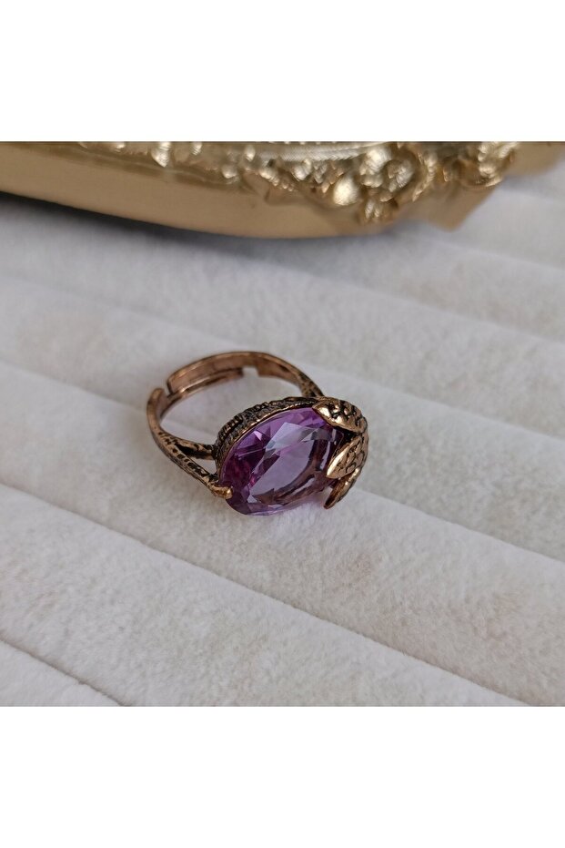 100% Pure Copper Color-Changing Natural Stone Adjustable Authentic Women's Ring