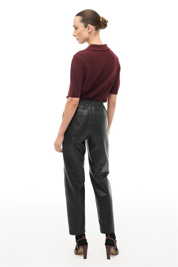Siyah Deri Pantolon - 3