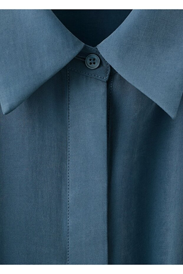 Kemerli gömlek elbise - 8