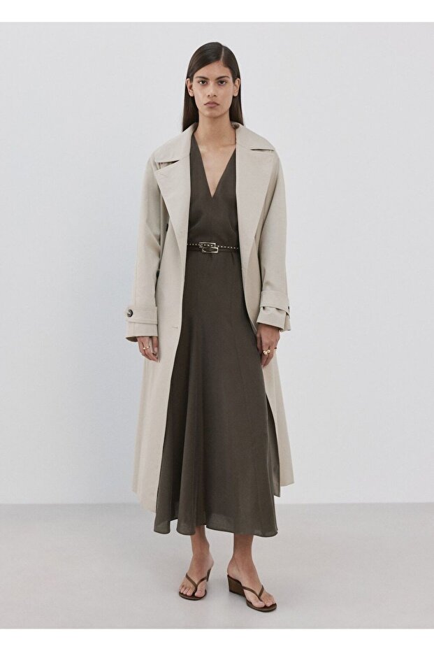 Çift kemerli evaze elbise - 2