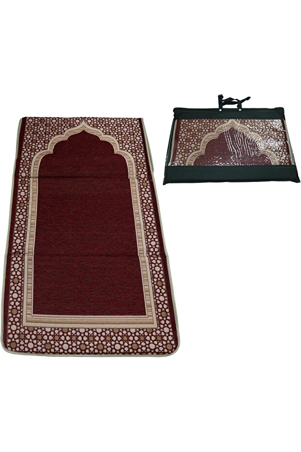 YU WELL Foldable Prayer Mat with Back Support & Carrying Bag, 2-in-1 Prayer Rug 110×60CM Maroon