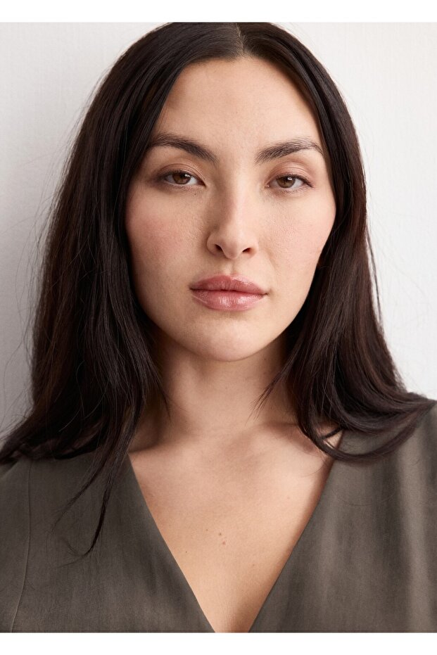 Çift kemerli evaze elbise - 8