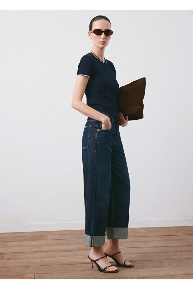 Kontrast biyeli tişört - 2