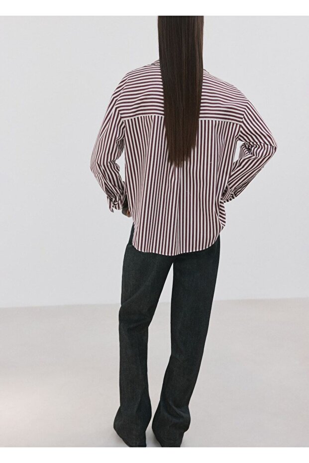 Çizgili pamuklu gömlek - 4