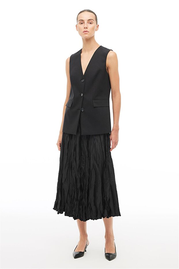 Siyah V-Yaka Yelek - 1