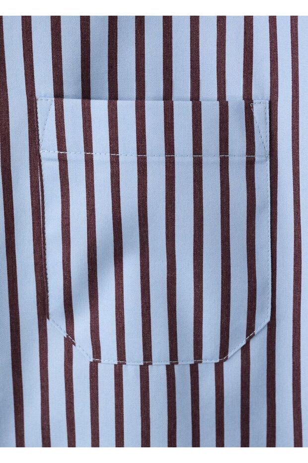 Çizgili pamuklu gömlek - 5