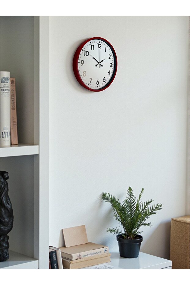 ساعة حائط حمراء قياسية مقاس 36 سم - 3