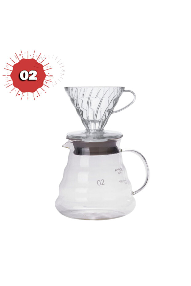 طقم تقطير v60 الة قهوة مكونة من قمع وسيرفر زجاجي