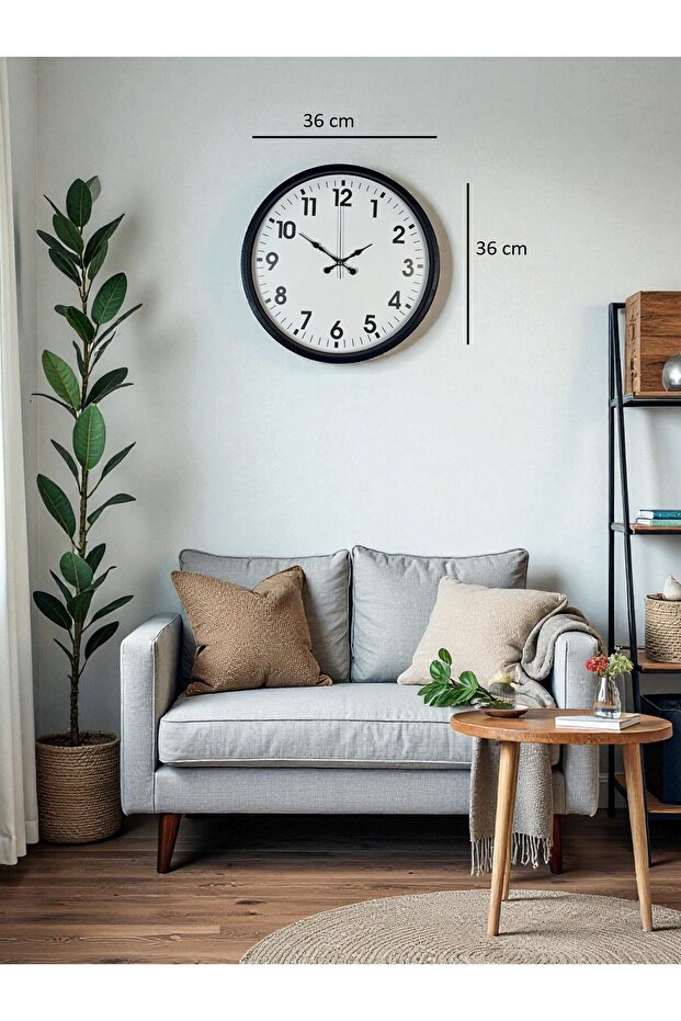 ساعة حائط سوداء مقاس 36 سم - 5