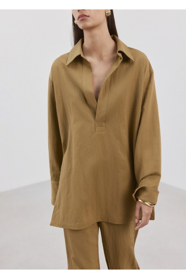 Oversize gömlek yakalı gömlek - 7