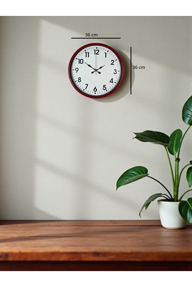 ساعة حائط حمراء قياسية مقاس 36 سم - 5