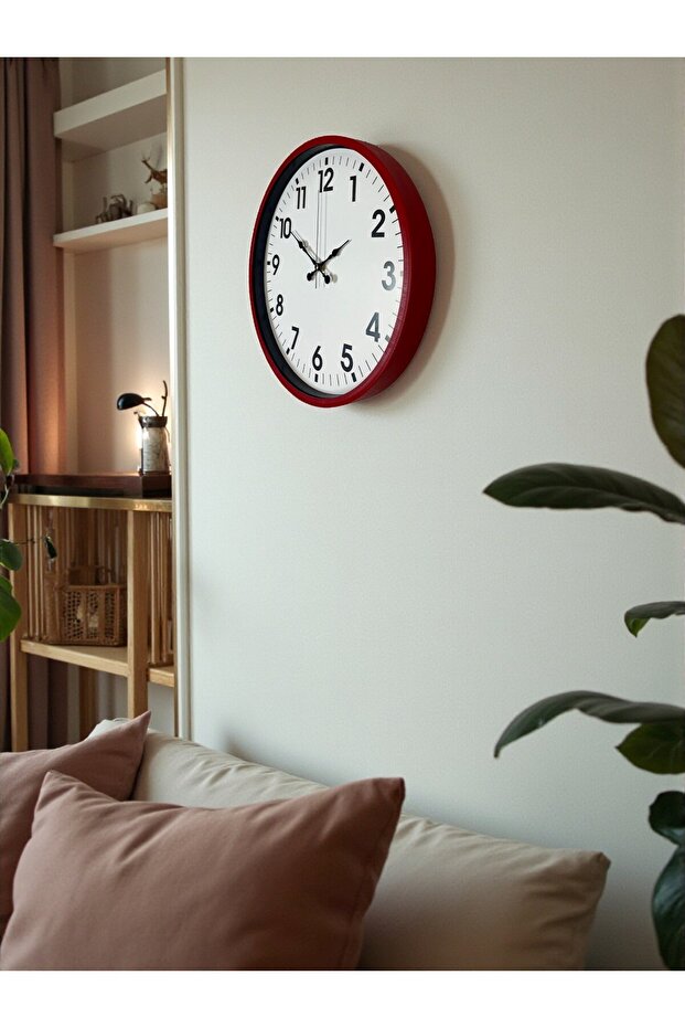 ساعة حائط حمراء قياسية مقاس 36 سم - 2