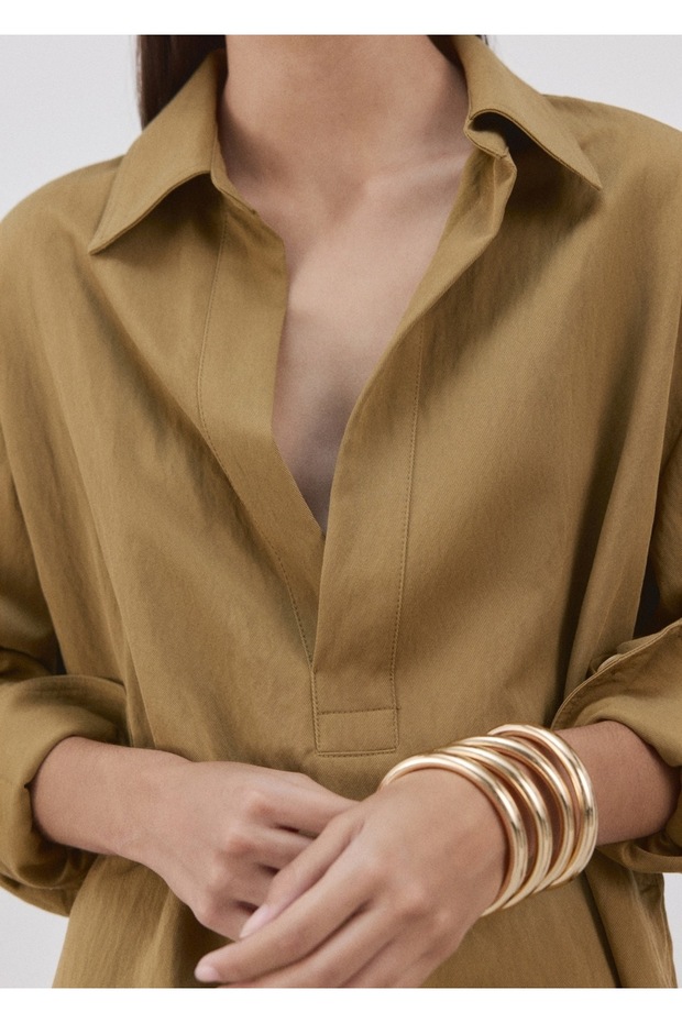 Oversize gömlek yakalı gömlek - 6