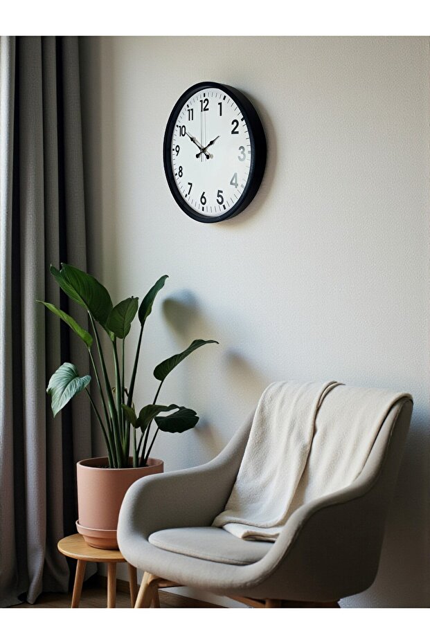 ساعة حائط سوداء مقاس 36 سم - 3