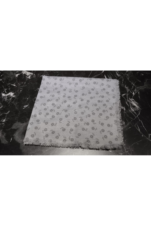 GRİ ÇİÇEKLİ EŞARP - 1