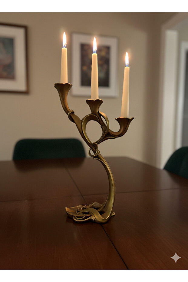 Yapraklı Zarif Şamdan Polyester Obje - 1