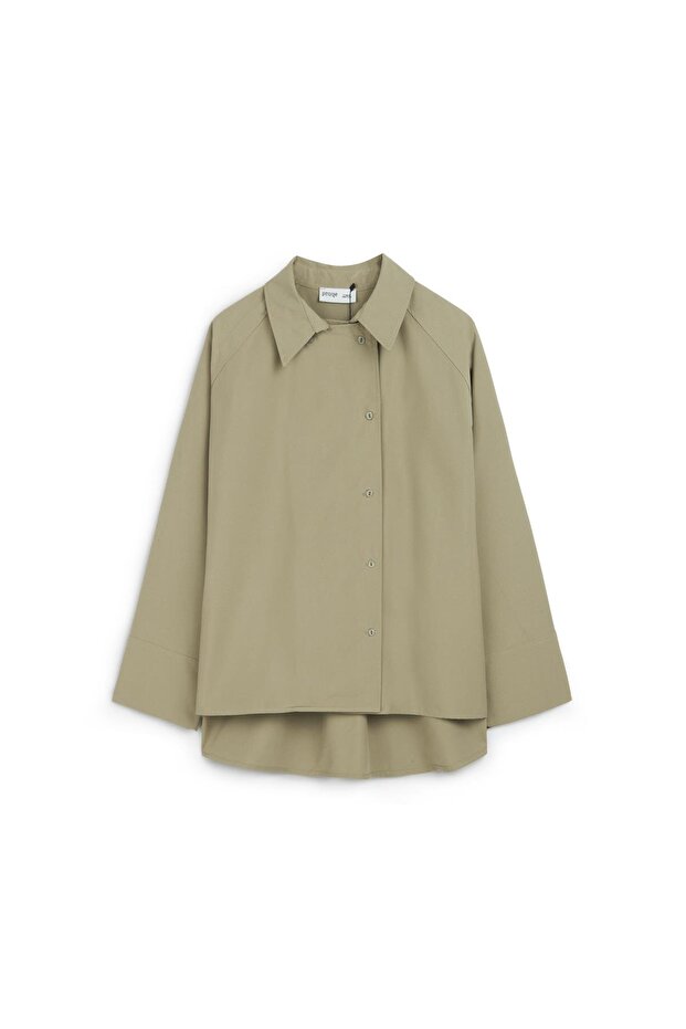 Shirt-Looking Trench Coat in Fat Green