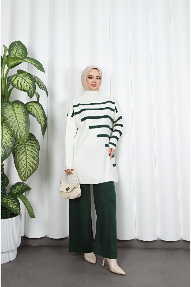 Stripe Detailed Knitwear Set