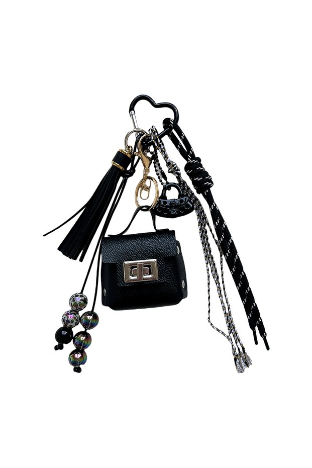 1PC Exquisite And Fashionable Y2k Black Handbag Pendant,Boy and Girl Car Key,Mobile Phone Decoration