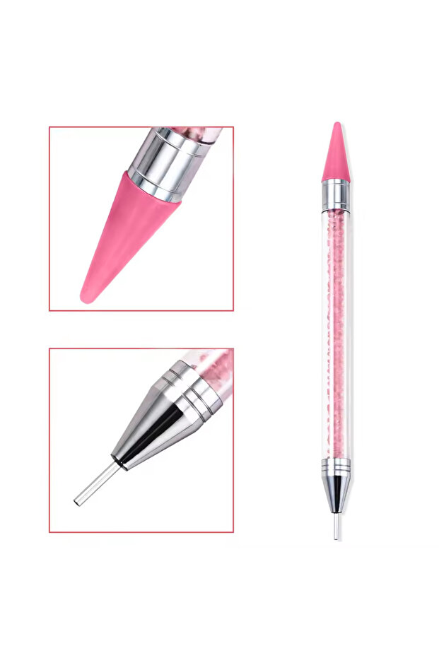 Pink LINMANDA Double Ended Rhinestone Crayon Nail Art Rhinestone Extractor Gemstone Dotting Pen Suit